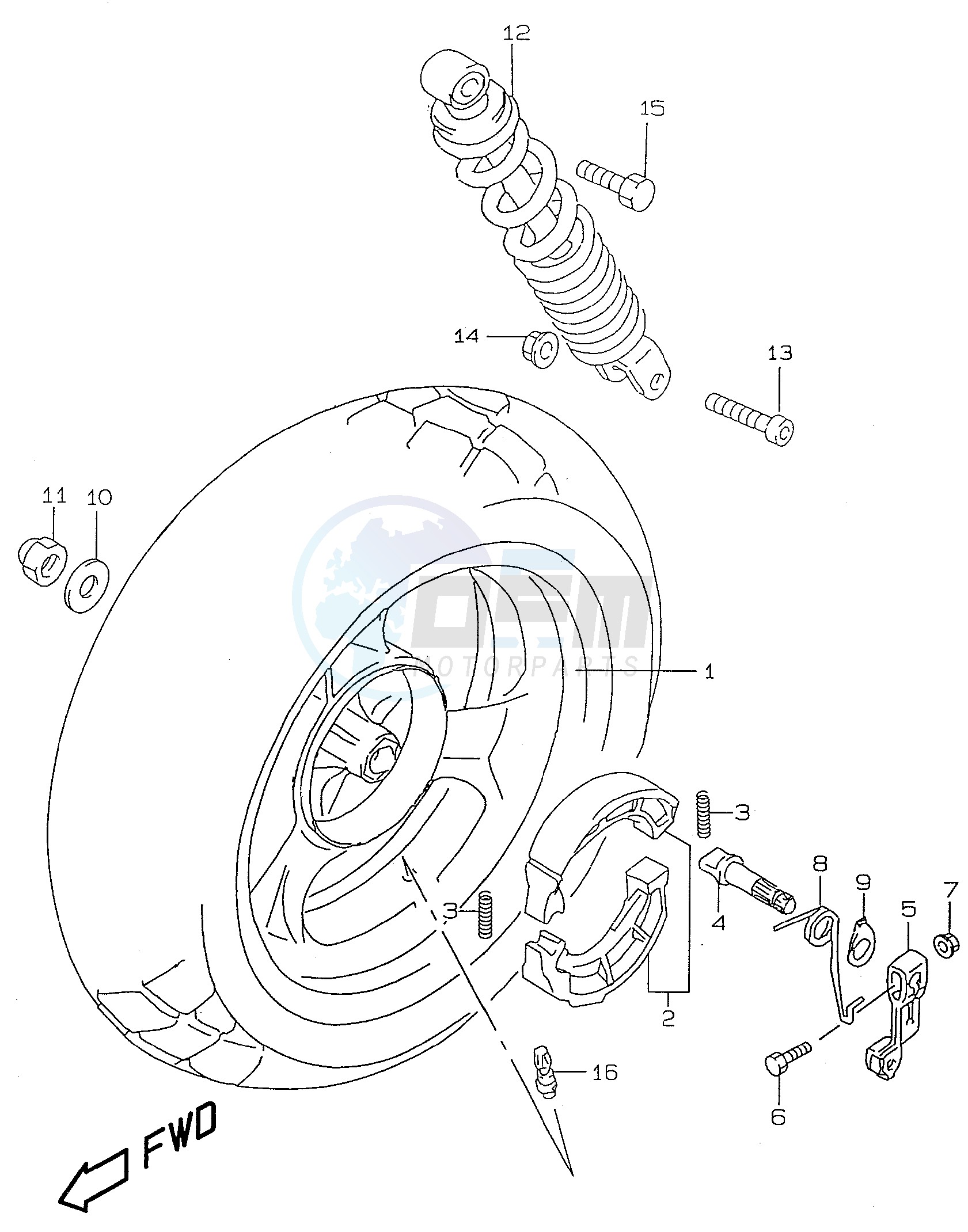 REAR WHEEL (model AY50 K1) blueprint