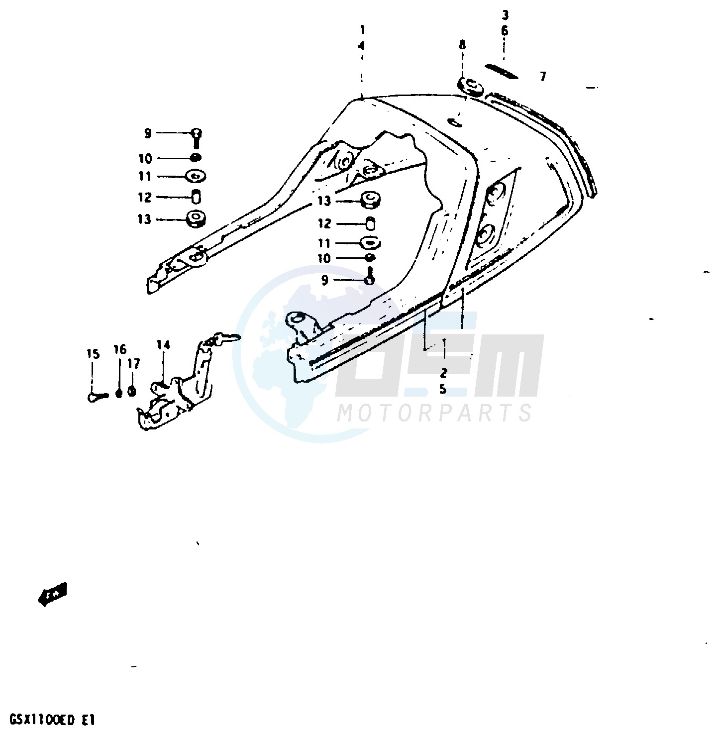 SEAT TAIL COVER (GSX1100XD EXD) blueprint
