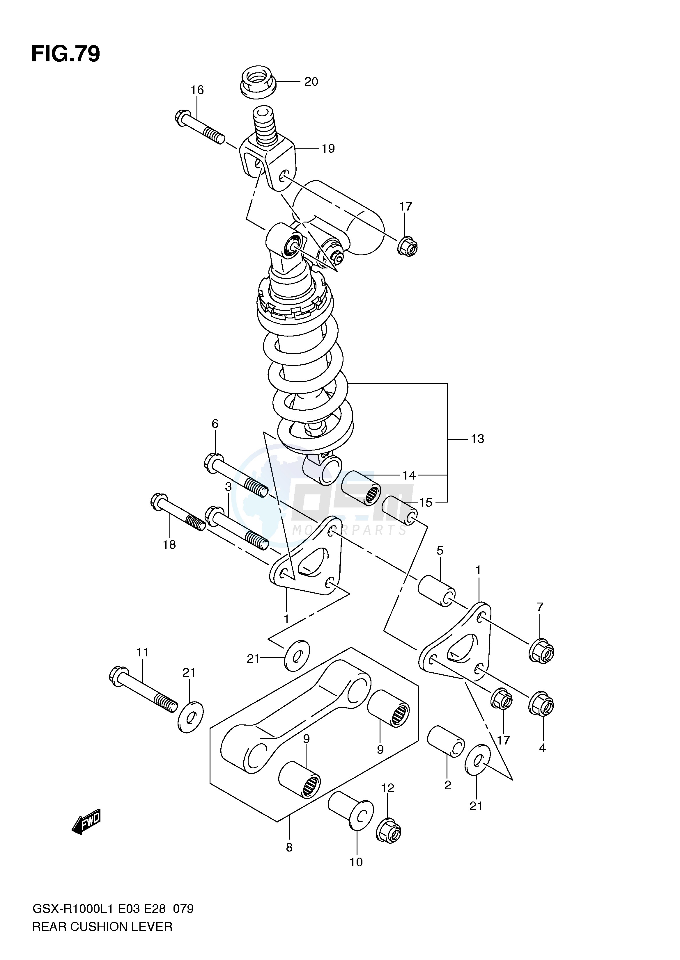 REAR CUSHION LEVER (GSX-R1000L1 E28) blueprint