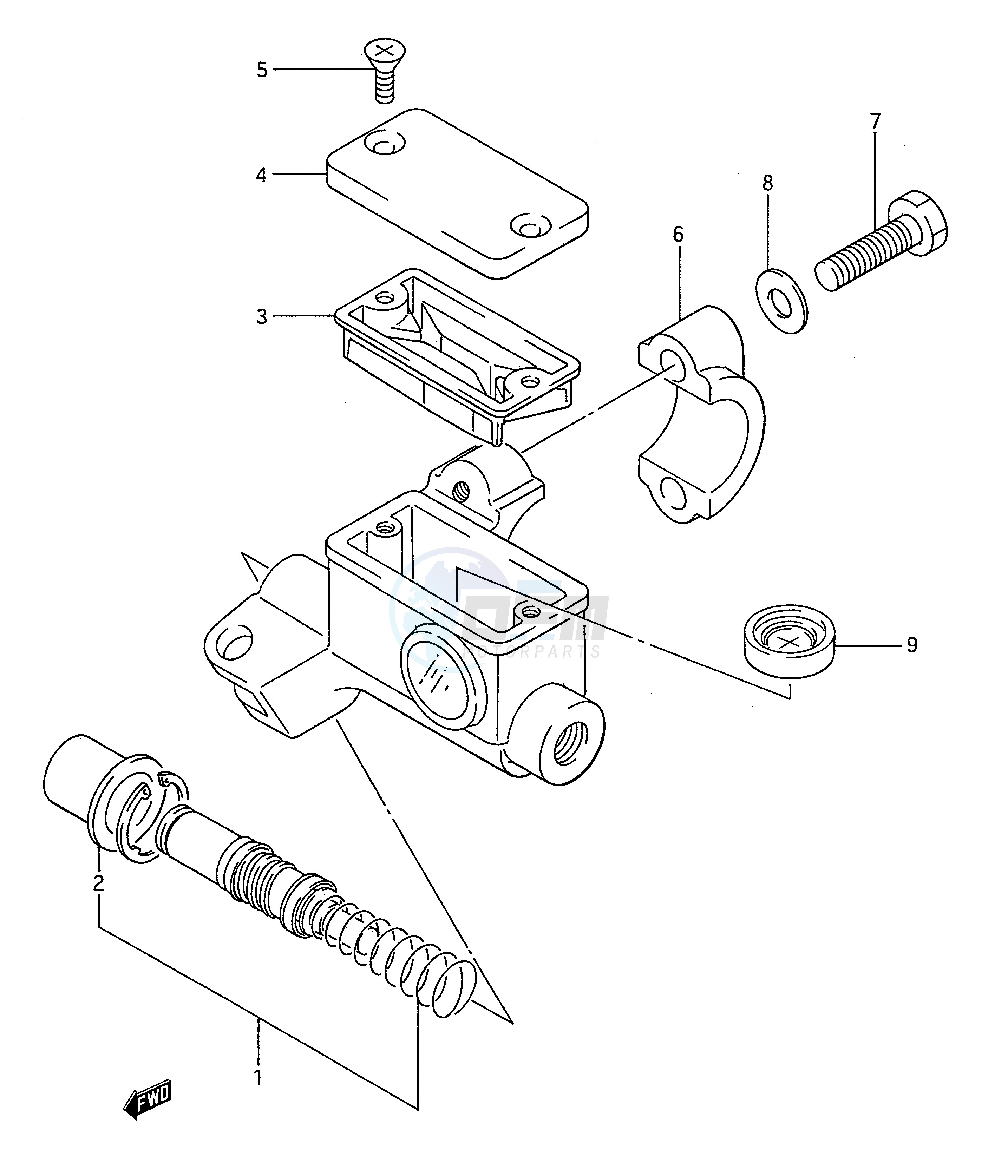 FRONT MASTER CYLINDER (MODEL G H J) blueprint