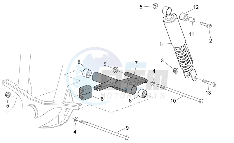 R.shock absorber-connect. Rod blueprint