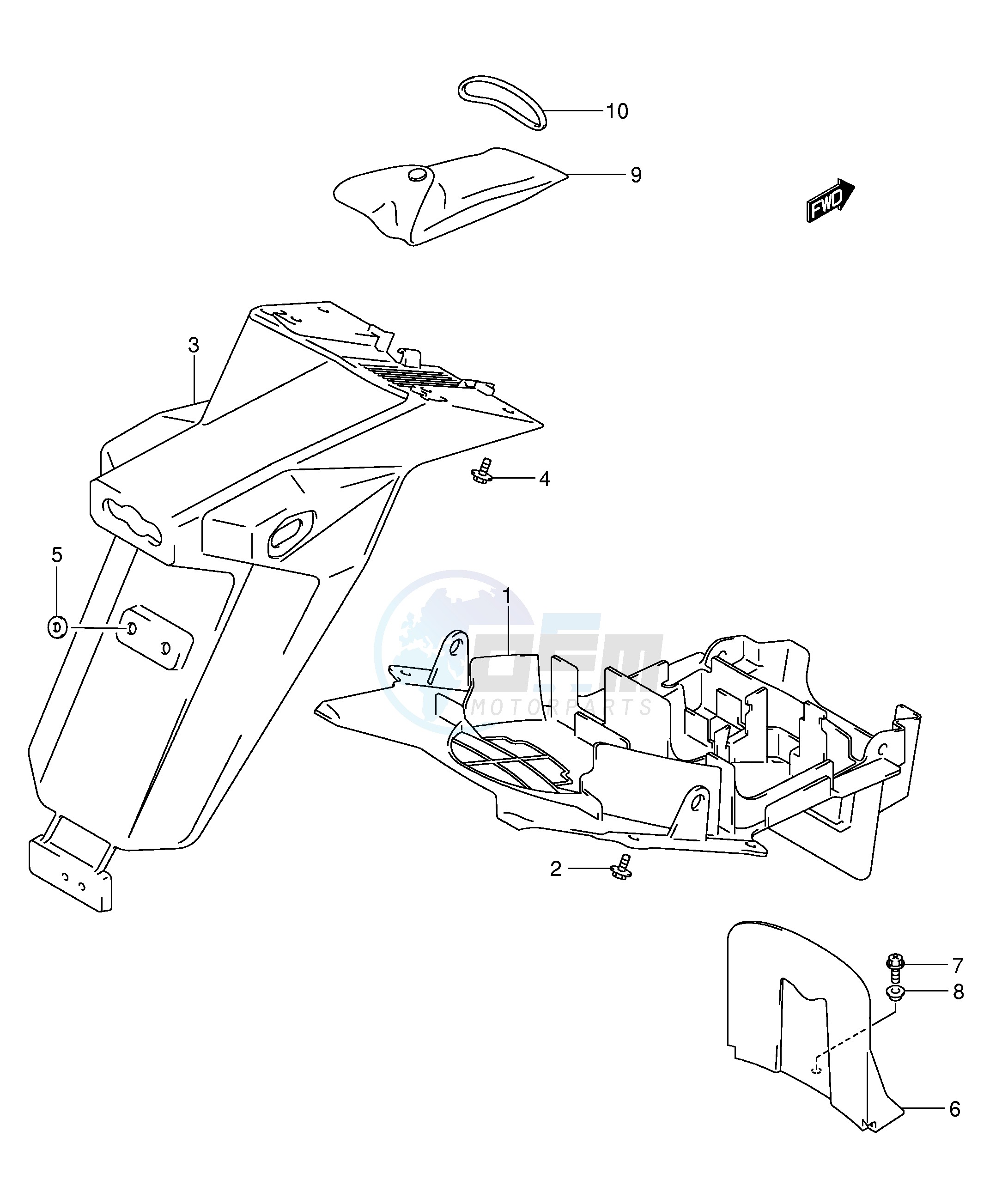 REAR FENDER (SV1000S S1 S2K3) blueprint