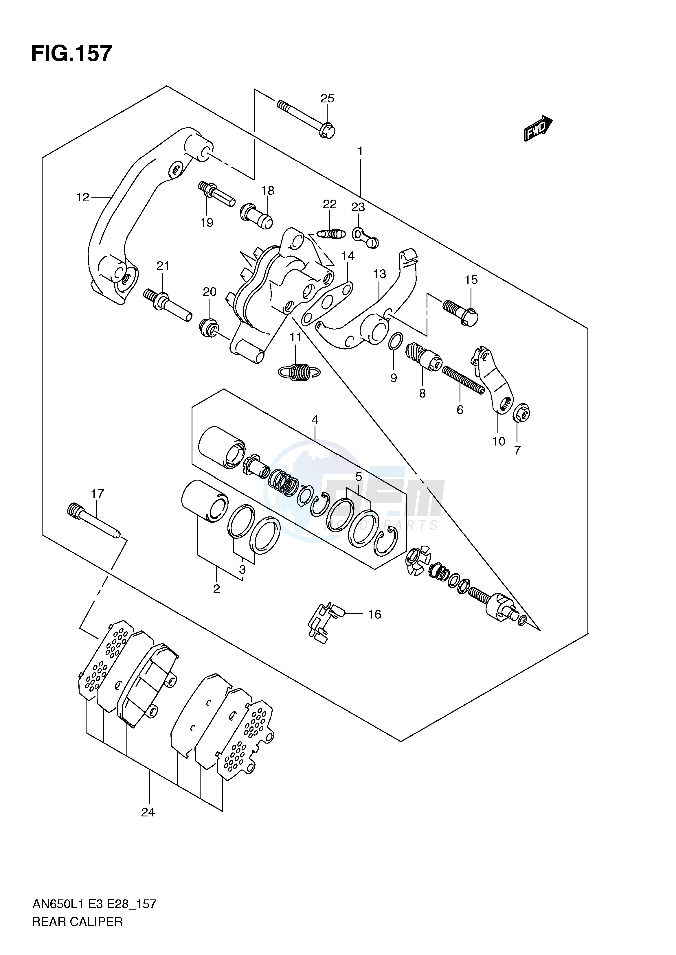 REAR CALIPER (AN650L1 E33) blueprint