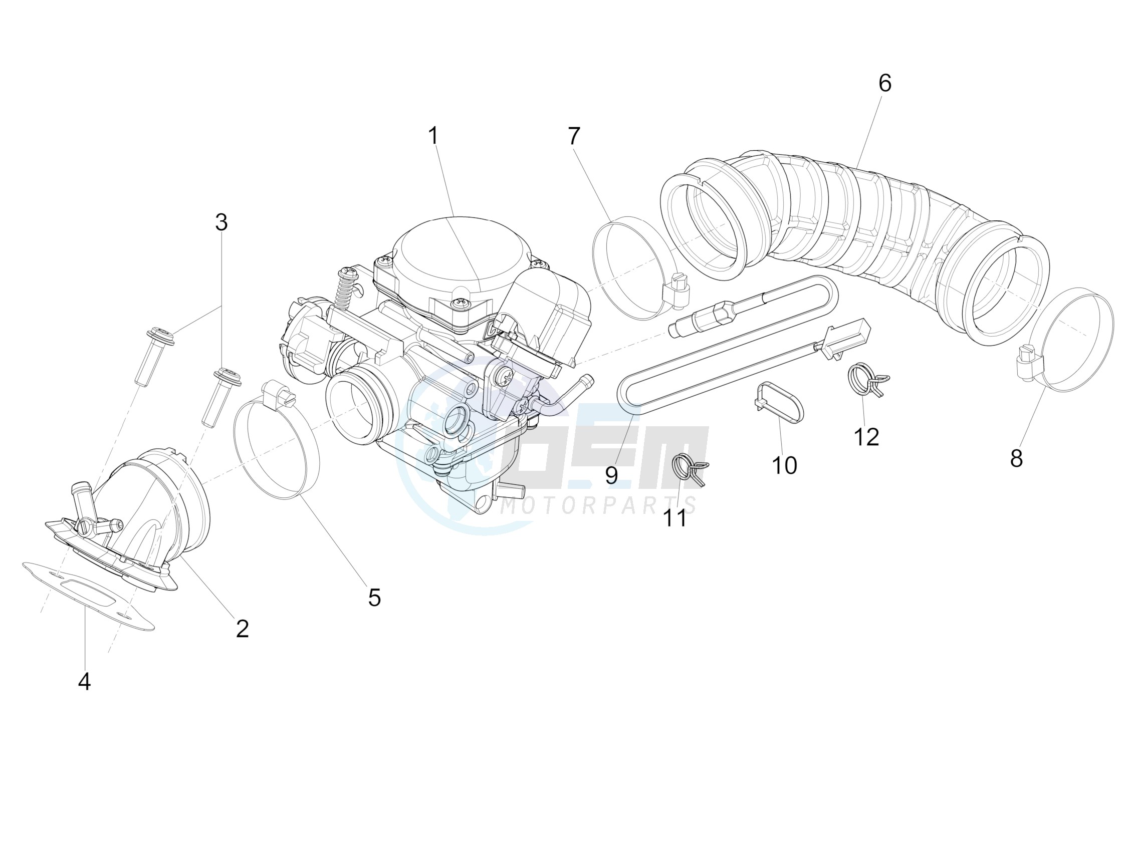 Carburettor, assembly - Union pipe blueprint