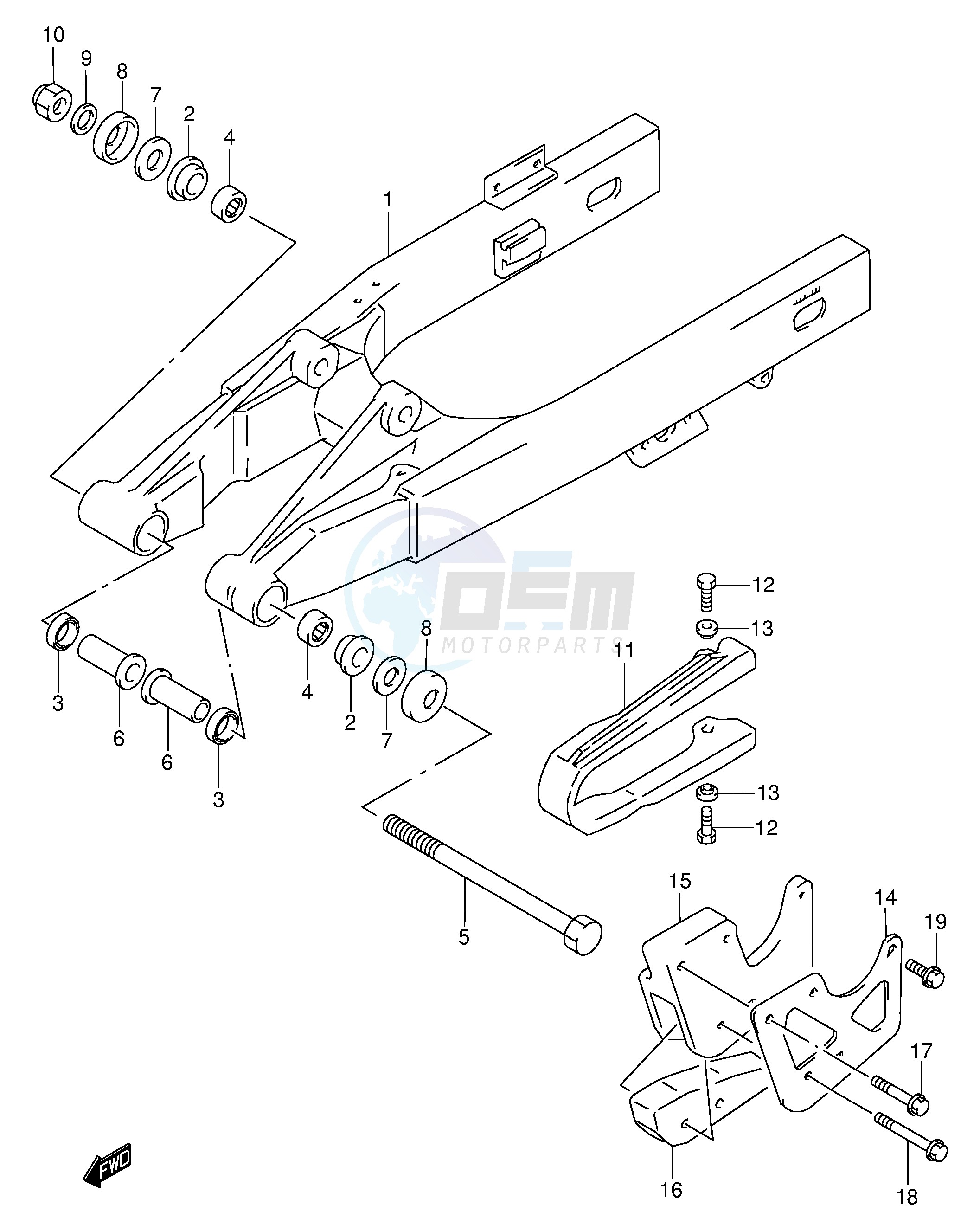 REAR SWINGING ARM (MODEL K2) blueprint