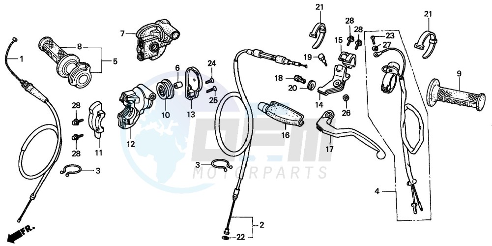 HANDLE LEVER/SWITCH/CABLE (CR250R2,3) blueprint
