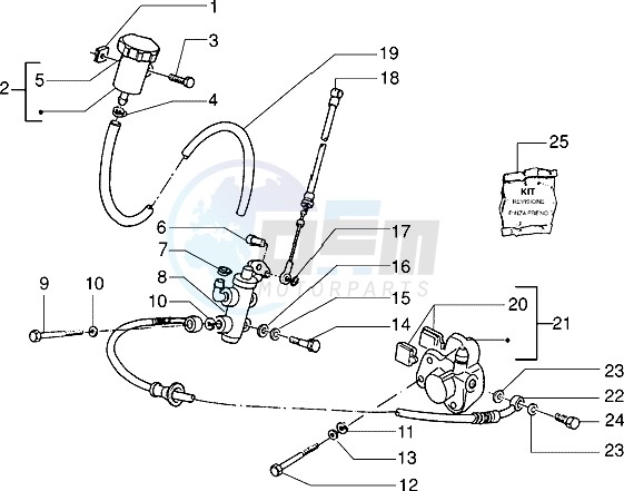 Front brake cylinder-Brake caliper blueprint