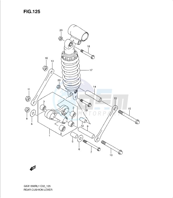 REAR CUSHION LEVER (GSX1300RUFL1 E19) blueprint