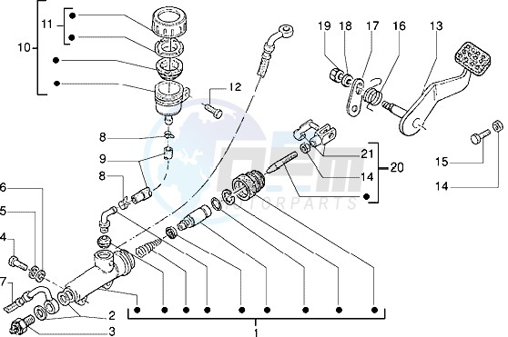 Brake lever-rear brake master cylinder blueprint