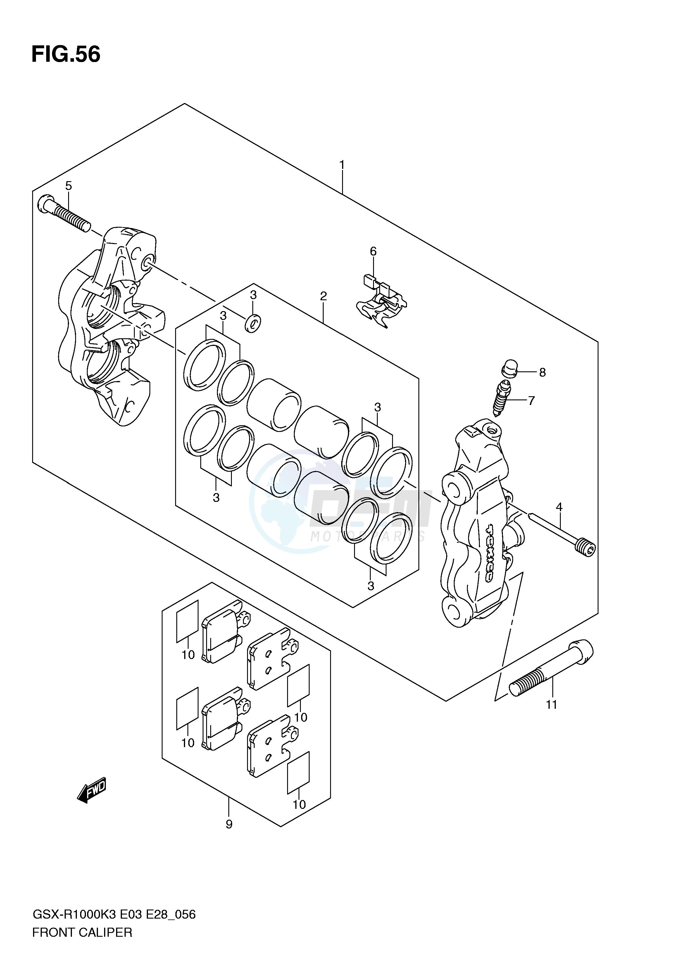 FRONT CALIPER (MODEL K3) blueprint