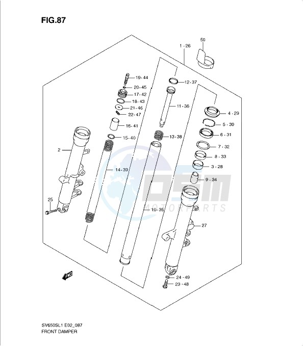 FRONT DAMPER (SV650SAL1 E24) blueprint