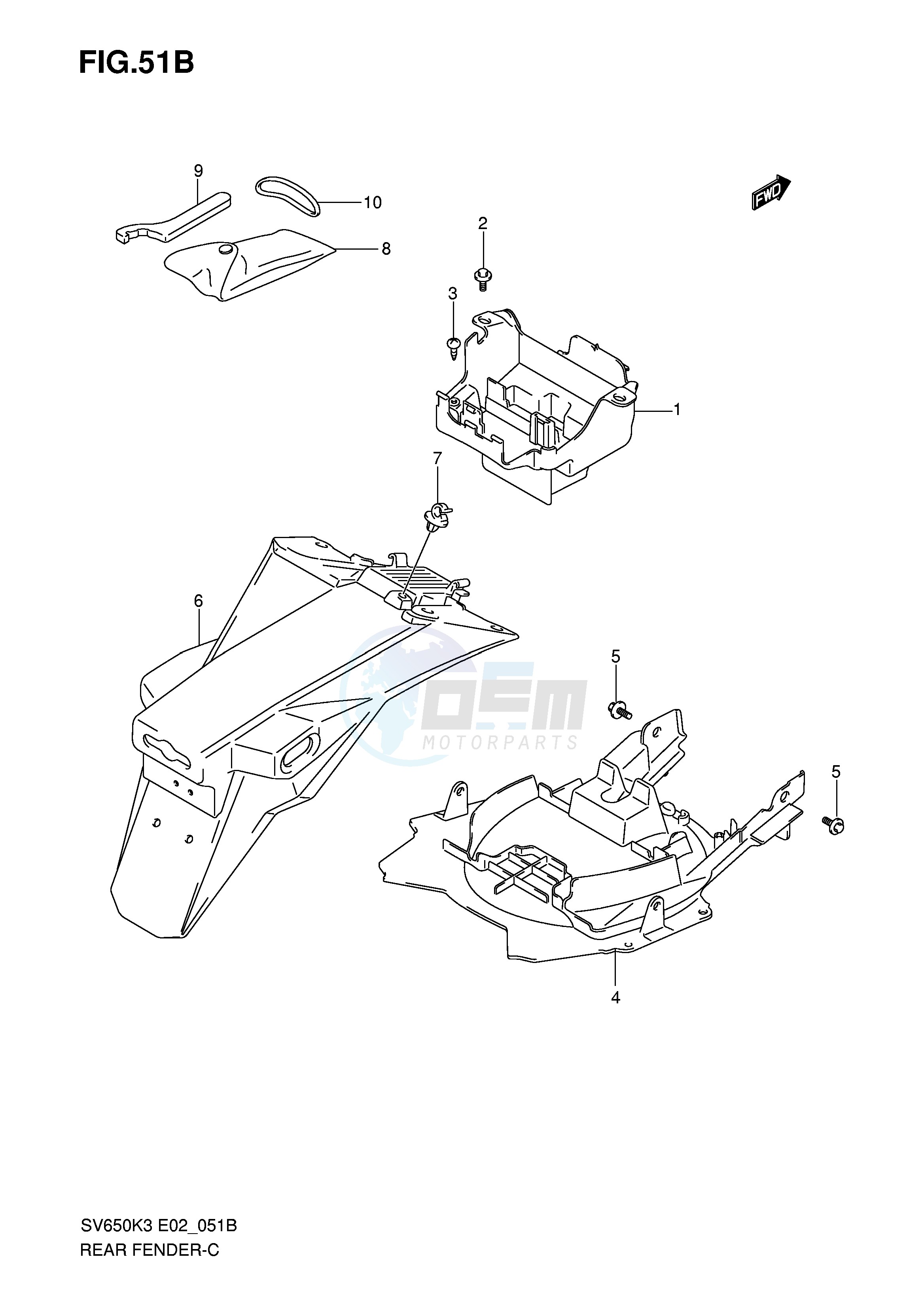 REAR FENDER (WITH ABS) blueprint