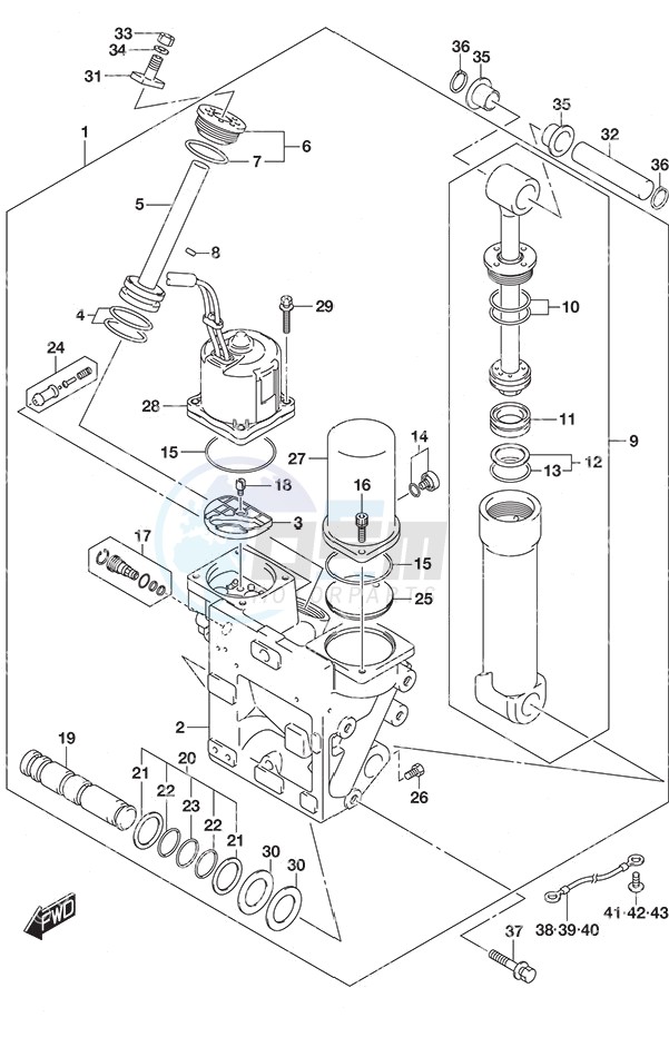 Trim Cylinder w/Transom (X) & (XX) blueprint