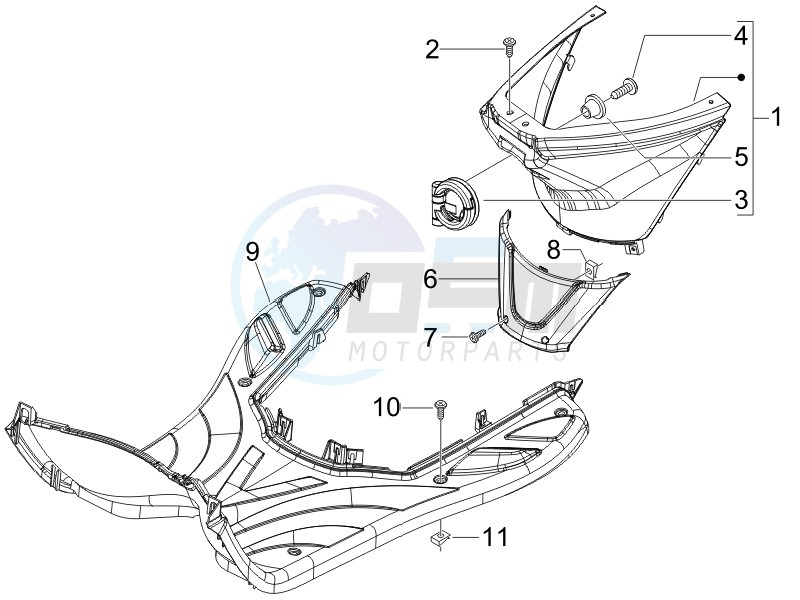 Central cover - Footrests blueprint