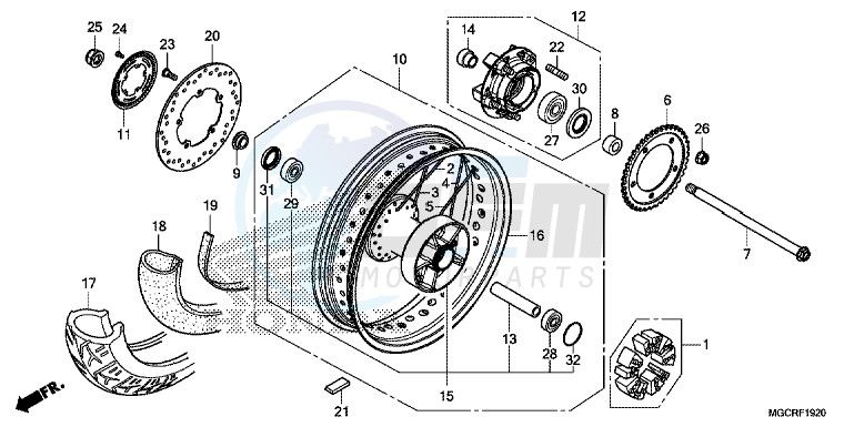 REAR WHEEL (CB1100CA/CAD) blueprint
