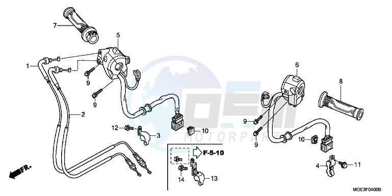 SWITCH/ CABLE (VFR1200F) blueprint