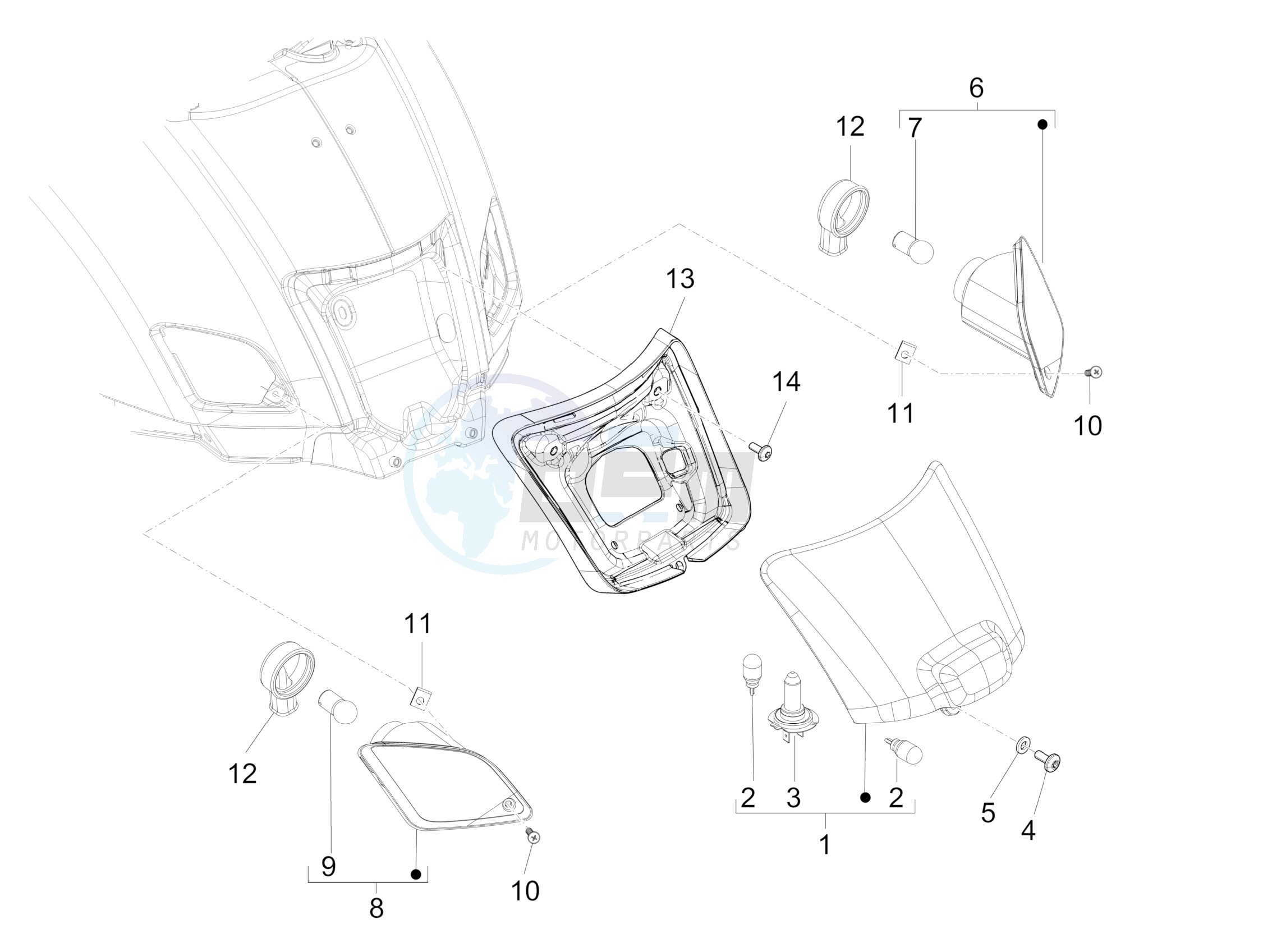 Rear headlamps - Turn signal lamps blueprint