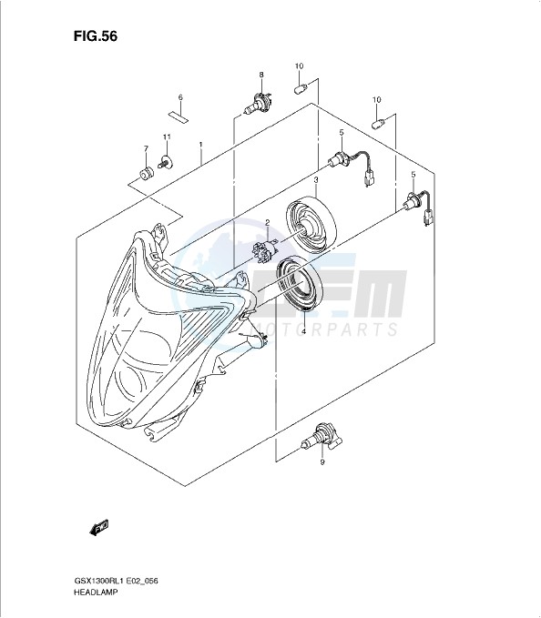 HEADLAMP (GSX1300RL1 E14) blueprint