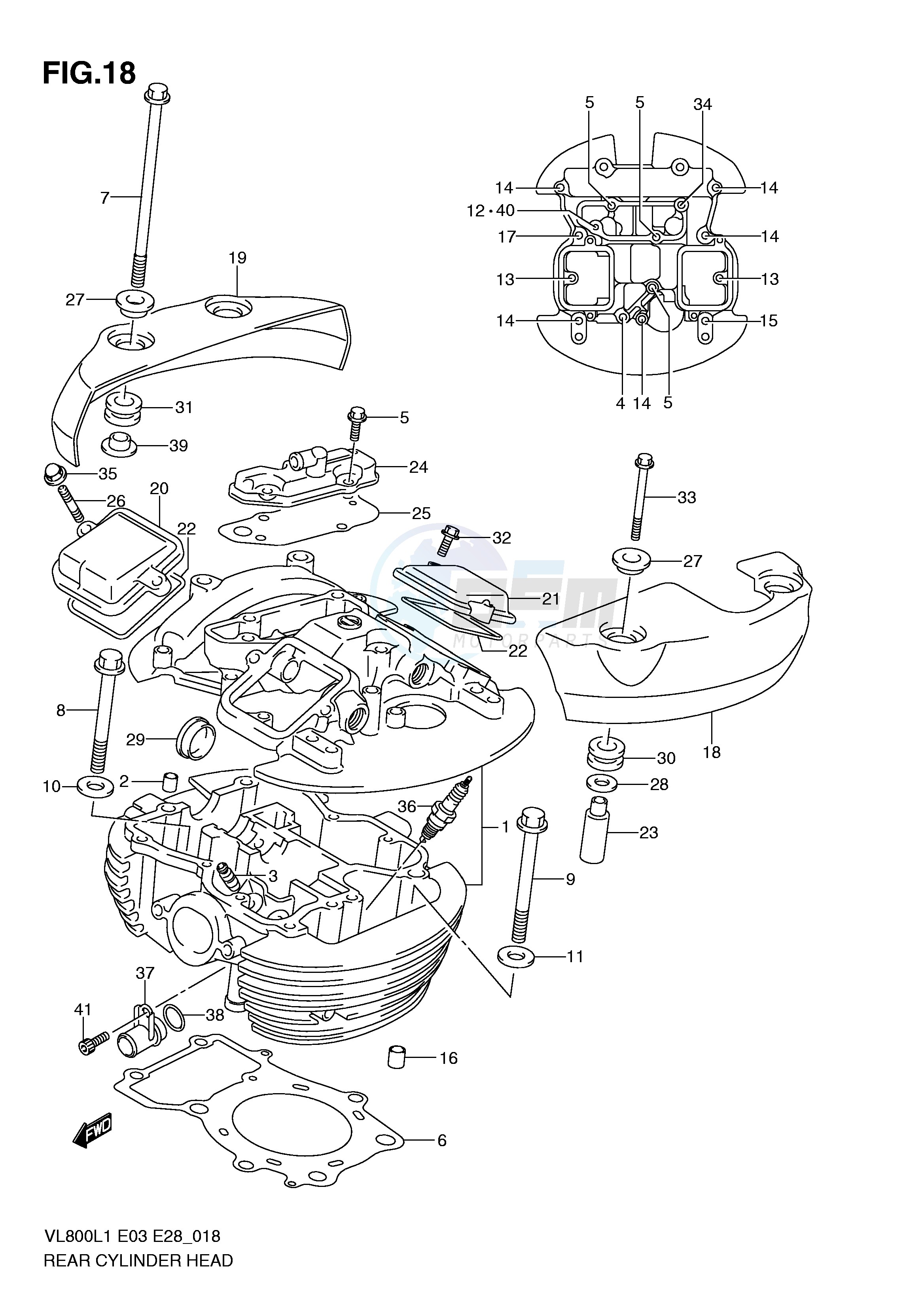 REAR CYLINDER HEAD (VL800TL1 E28) blueprint