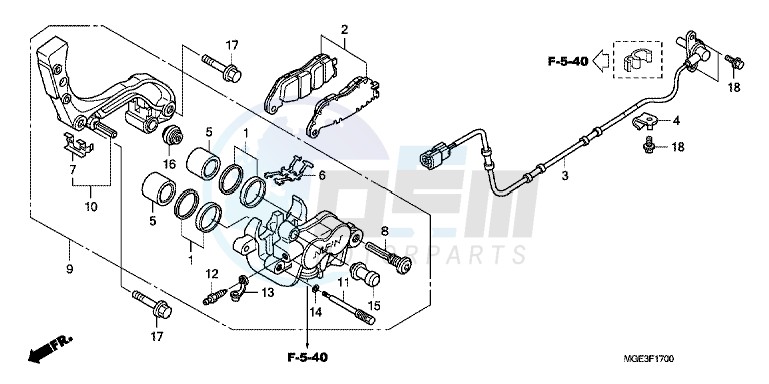 REAR BRAKE CALIPER (VFR1200F) blueprint