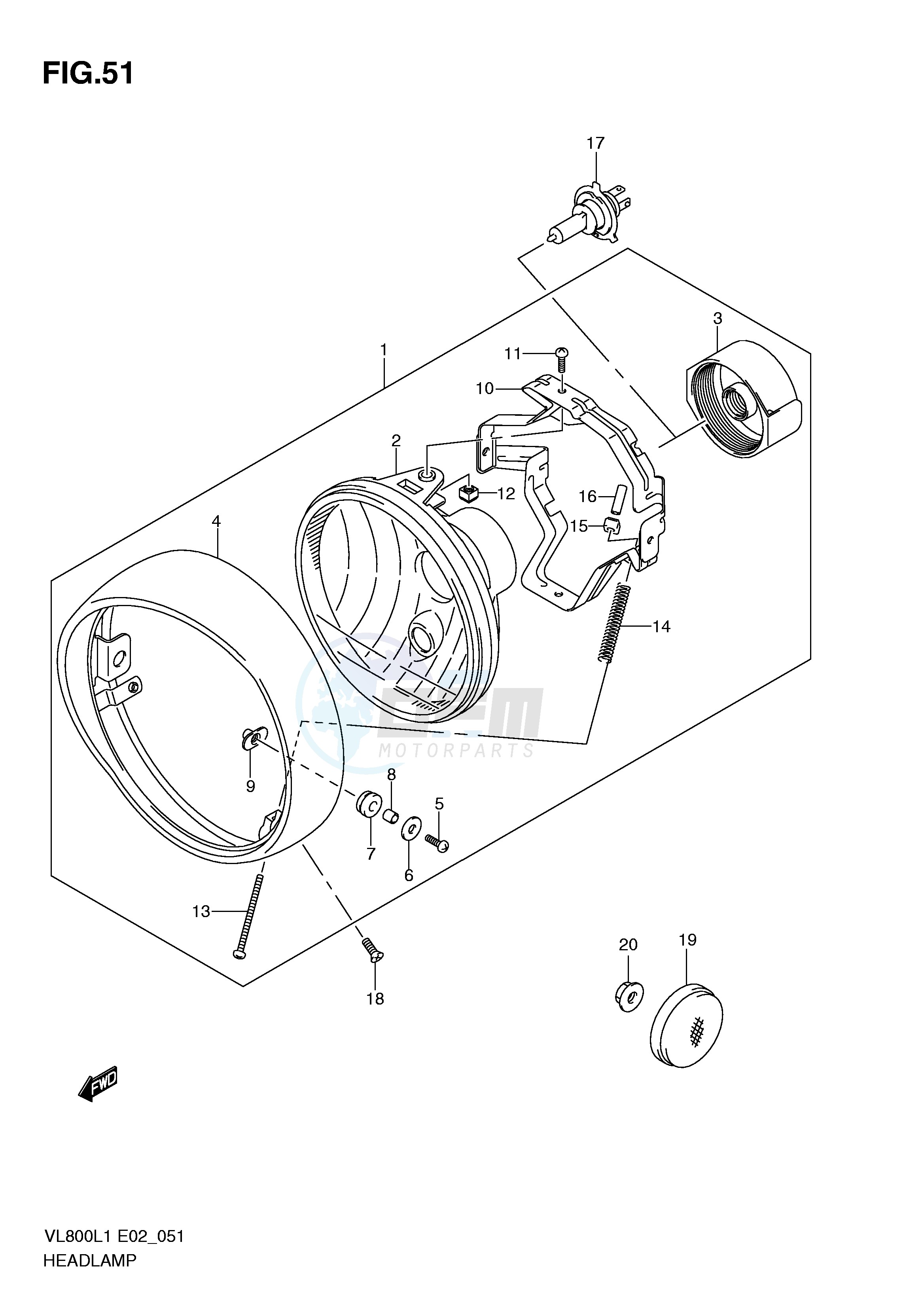 HEADLAMP ASSY (VL800CL1 E24) blueprint