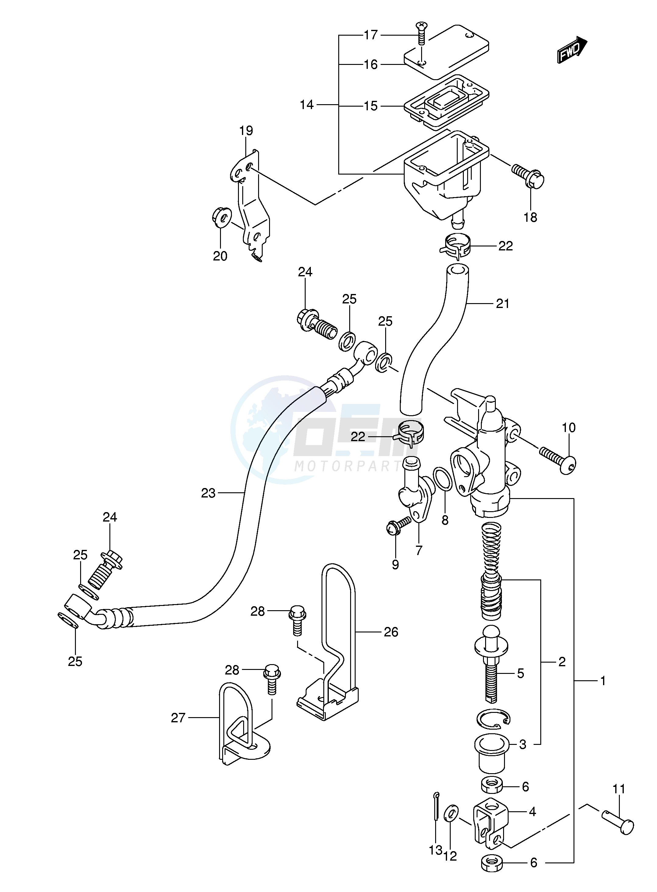 REAR MASTER CYLINDER (MODEL K3) blueprint