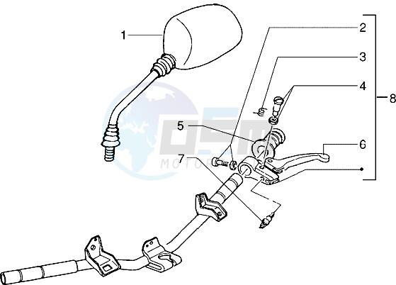 Handlebars component parts (Vehicle with rear drum brake) blueprint