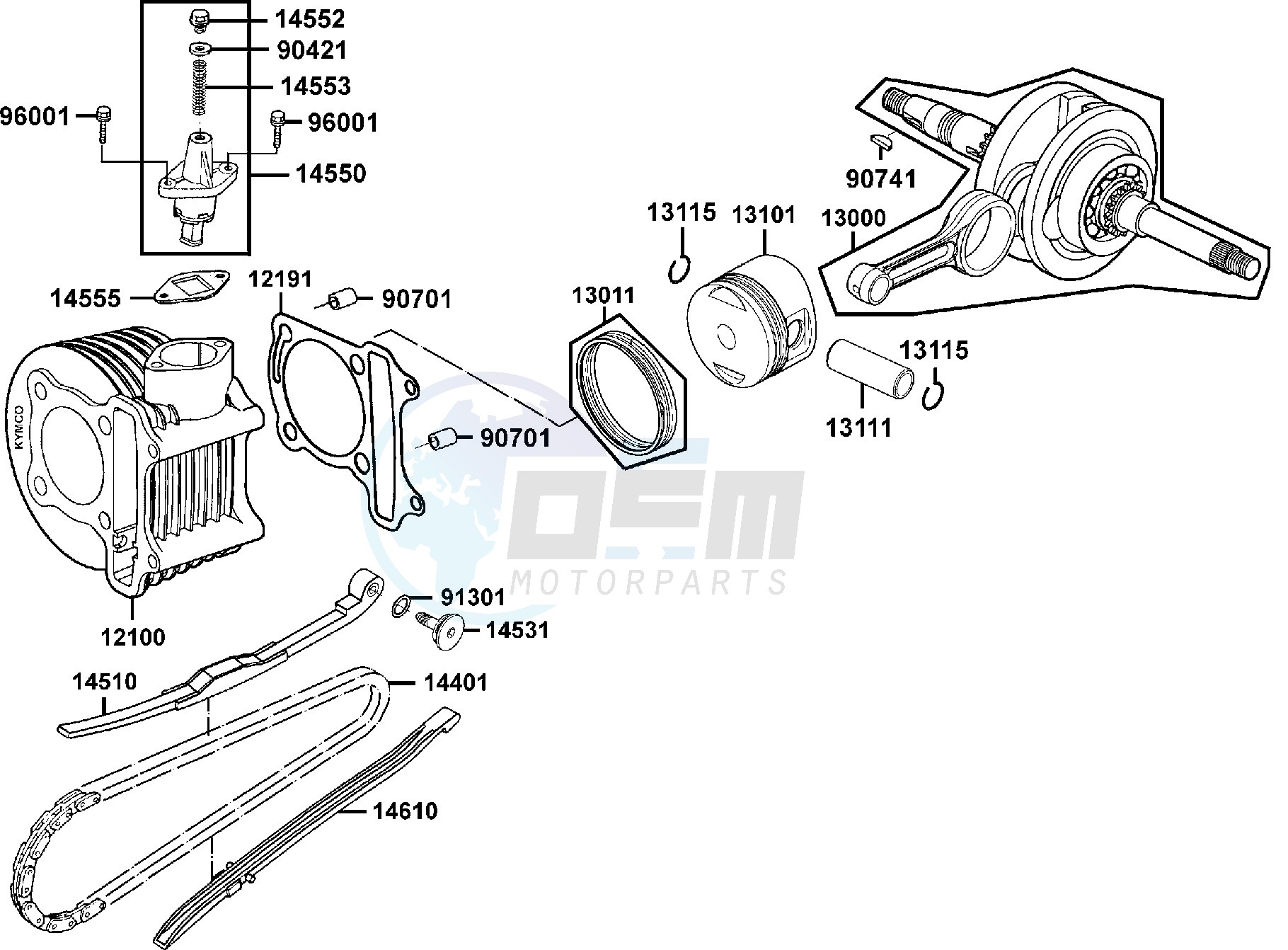 Cylinder  - Piston  - Crankshaft blueprint