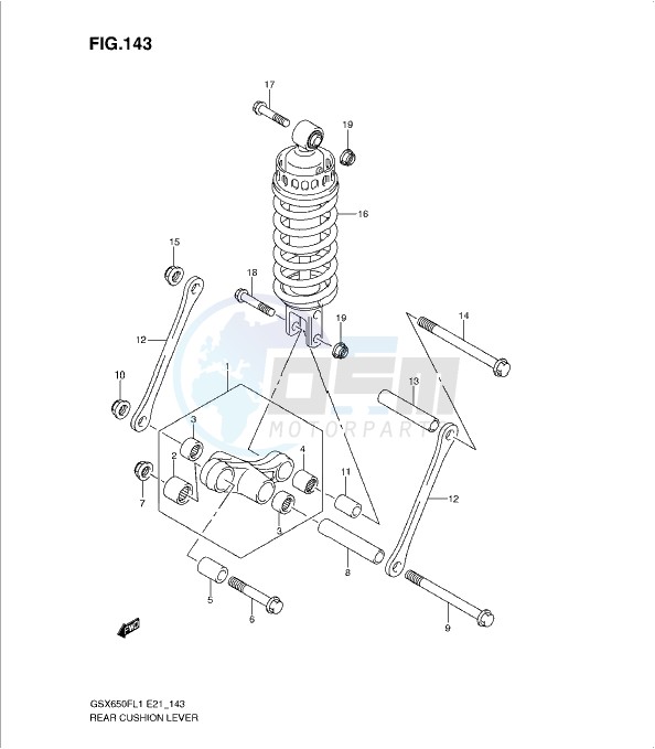 REAR CUSHION LEVER (GSX650FUL1 E24) blueprint