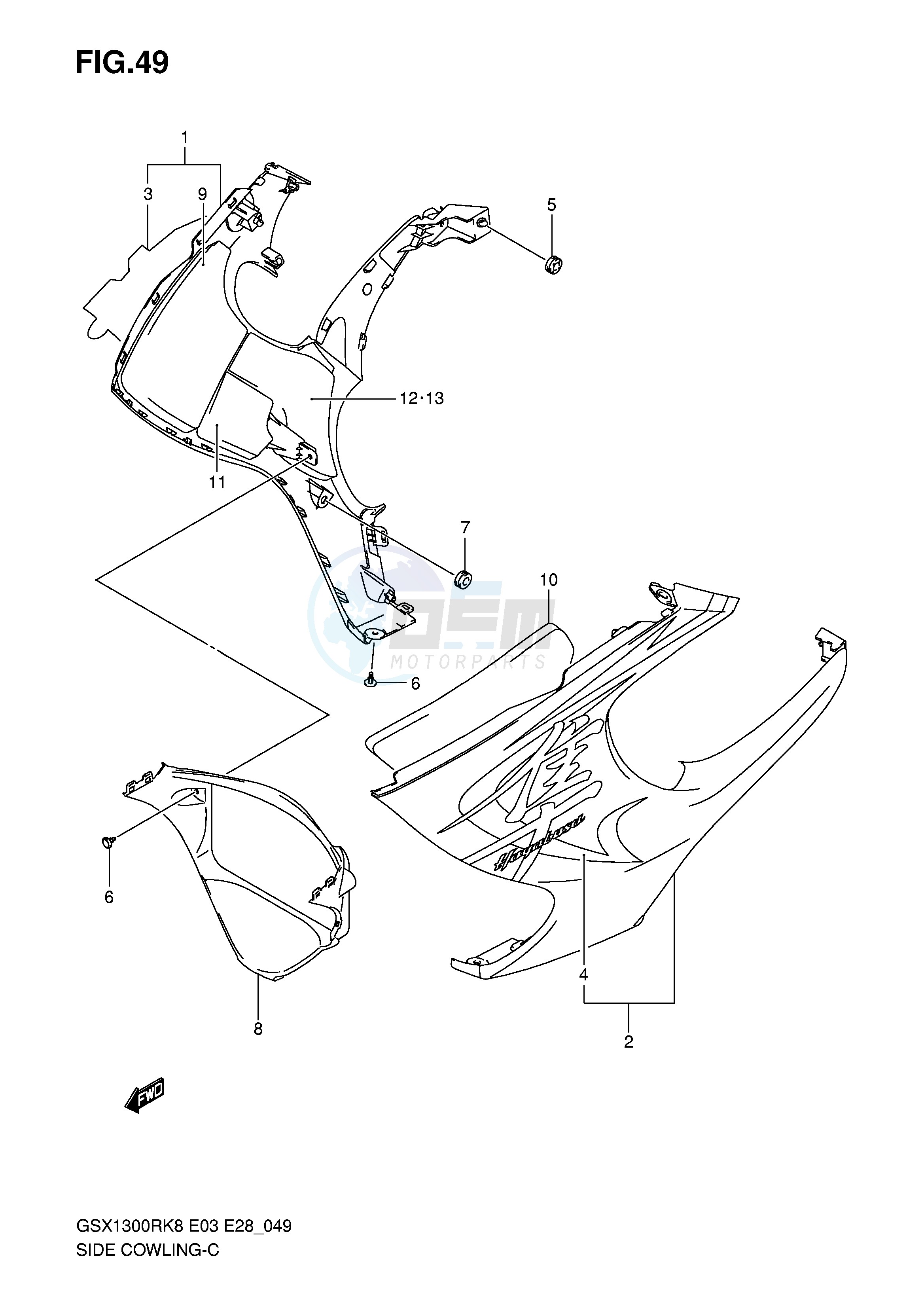SIDE COWLING (MODEL K8) blueprint