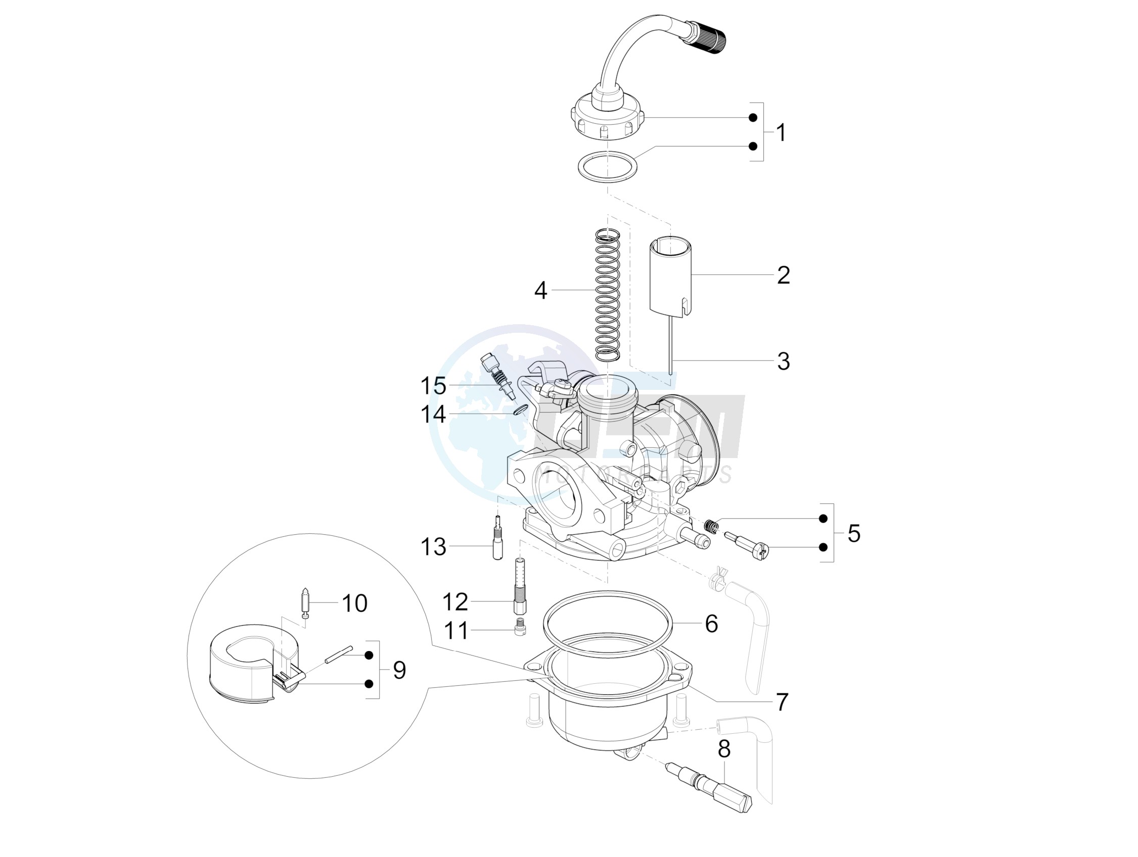 Carburetor's components blueprint