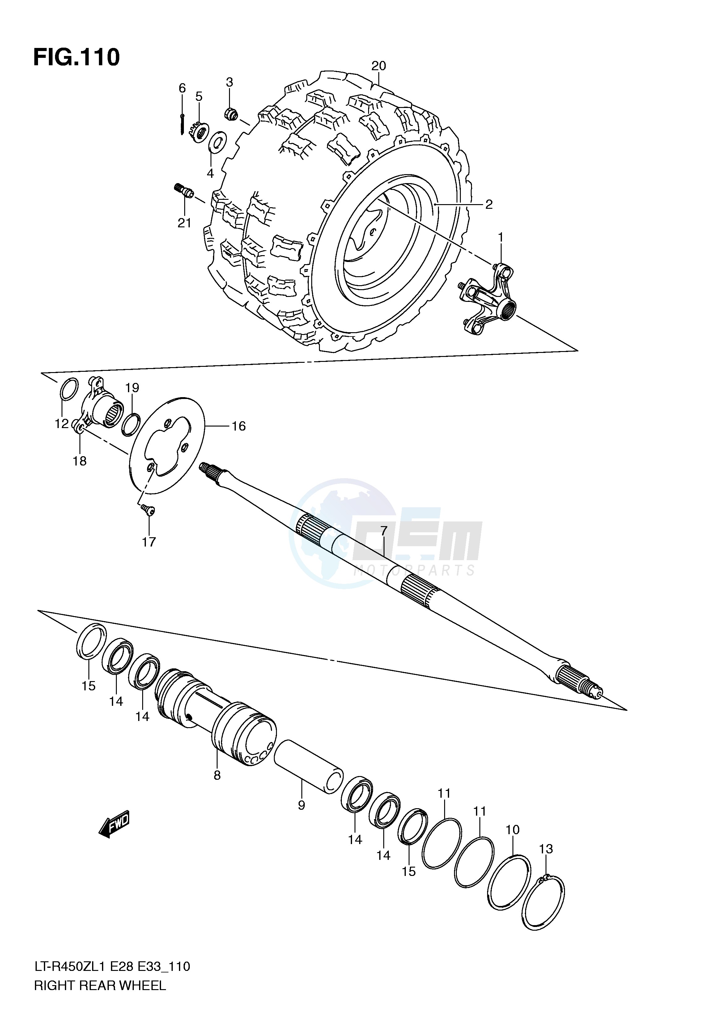 RIGHT REAR WHEEL (LT-R450L1 E33) image