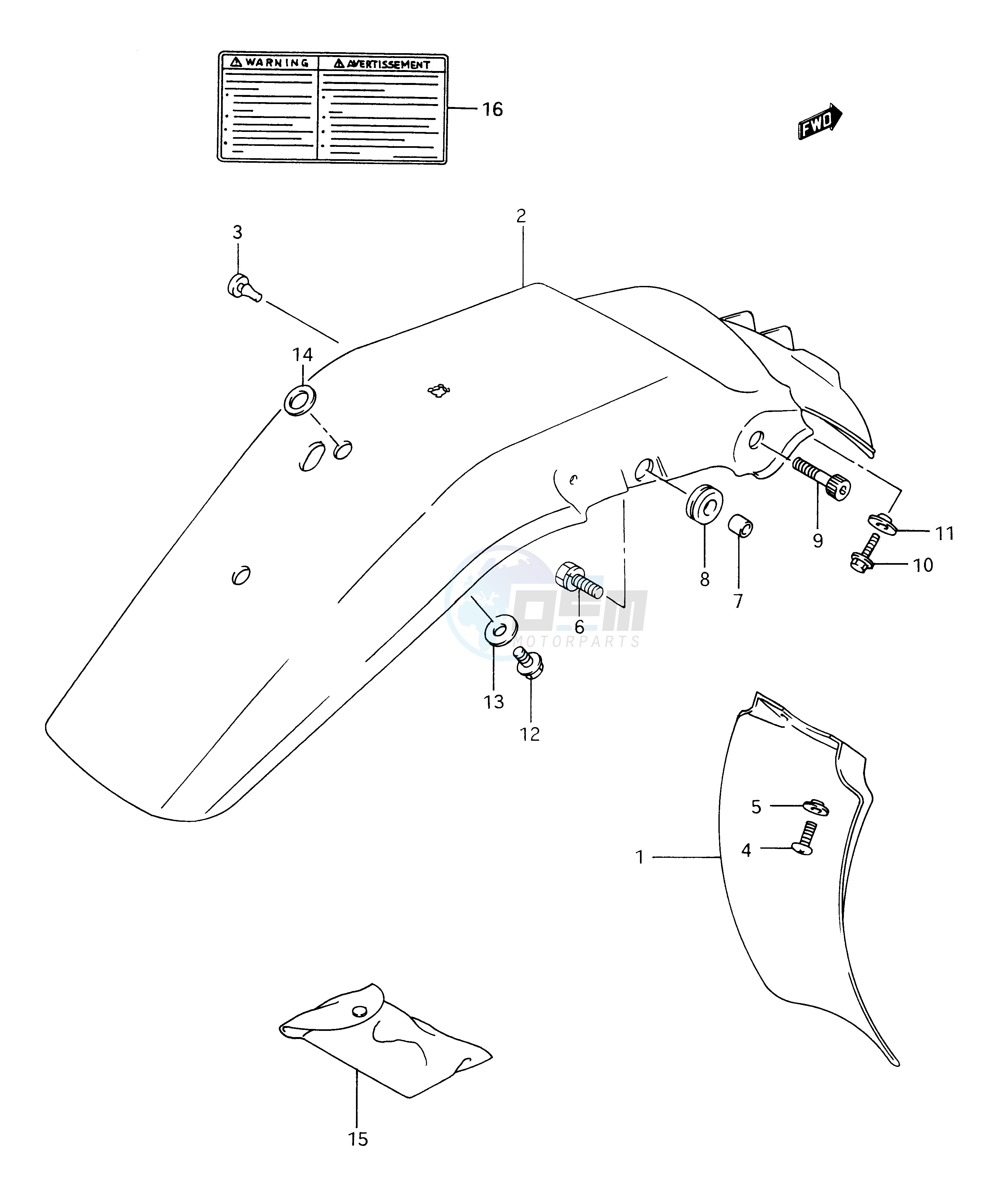 REAR FENDER - LABEL (MODEL R) blueprint