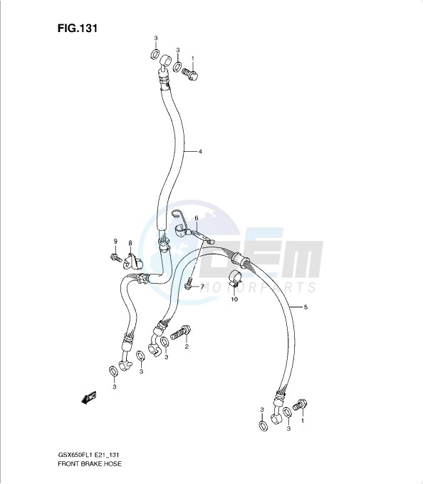 FRONT BRAKE HOSE (GSX650FL1 E21) blueprint