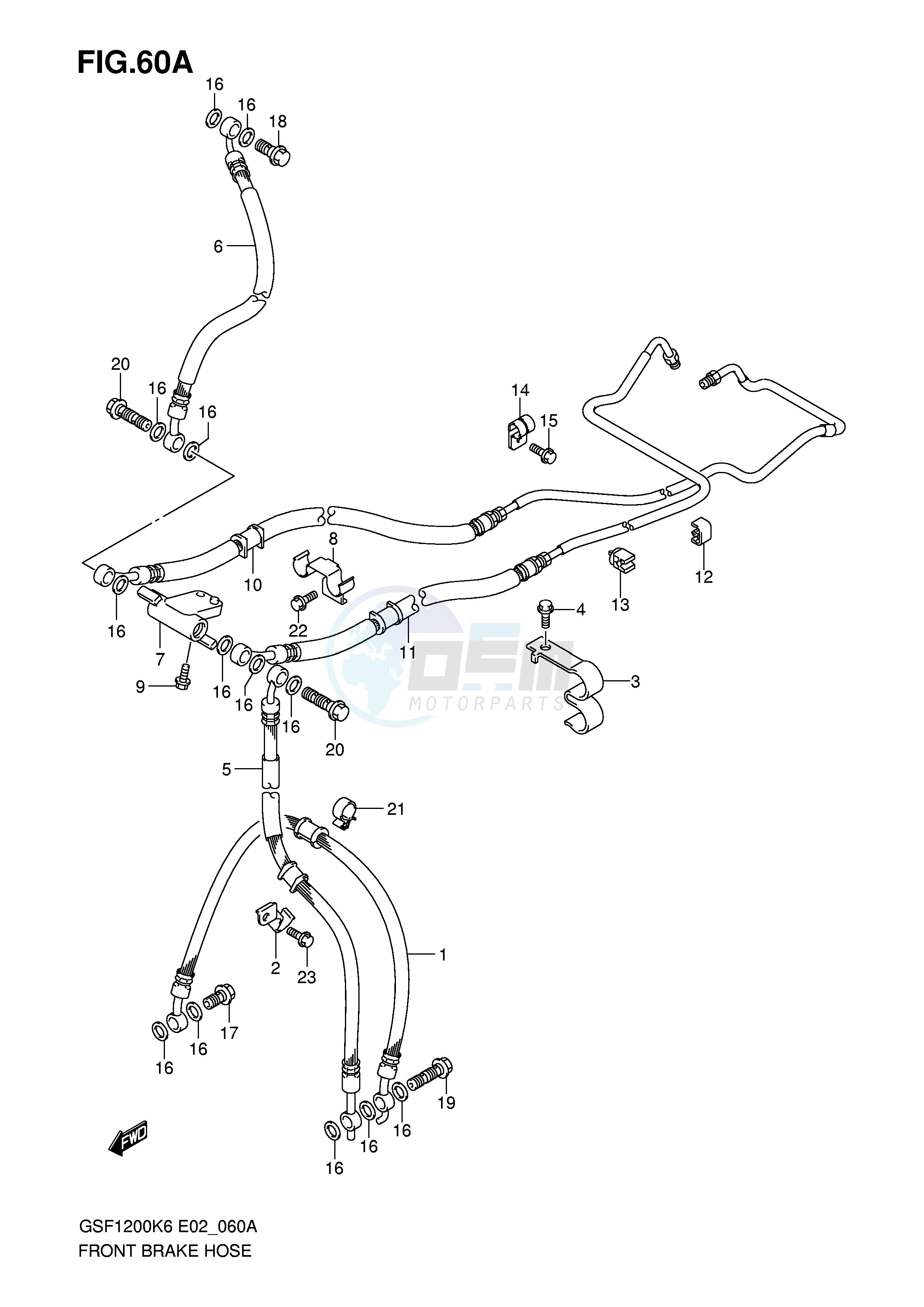 FRONT BRAKE HOSE (GSF1200AK6 SAK6) image