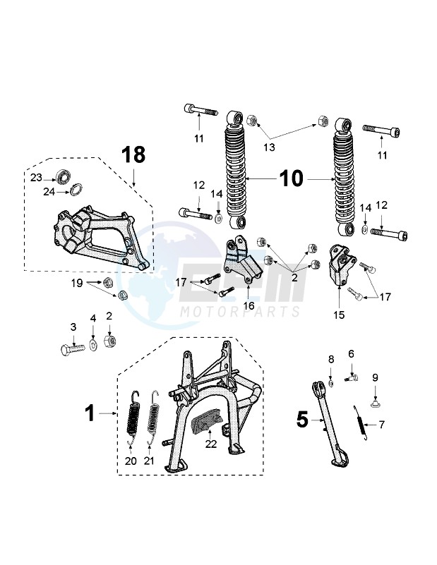 REAR SHOCK AND STAND blueprint