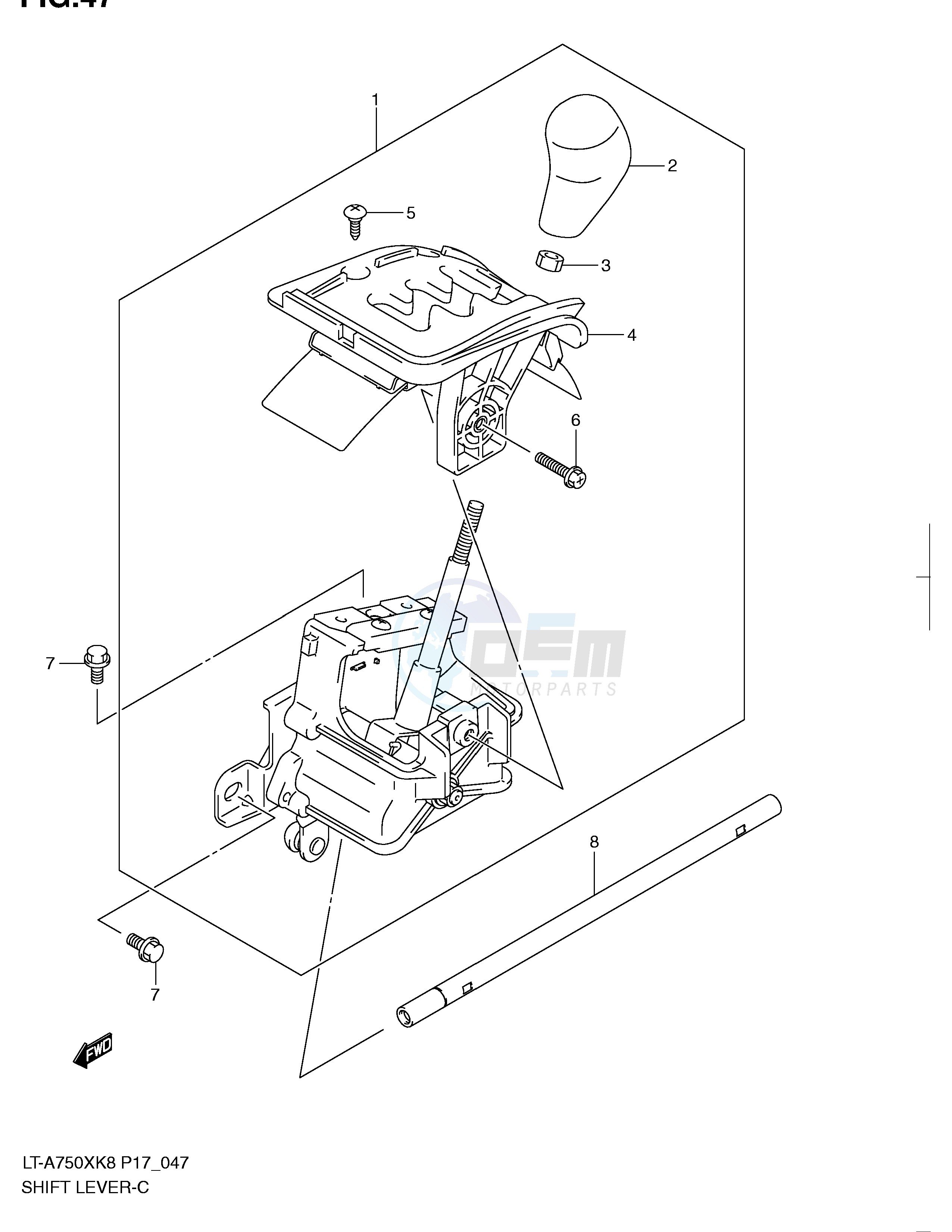 SHIFT LEVER (LT-A750XK8 XZK8 XK9 XZK9) image