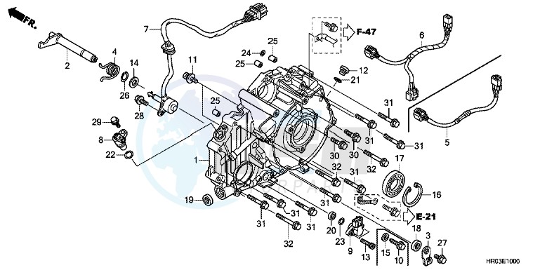 REAR CRANKCASE COVER blueprint