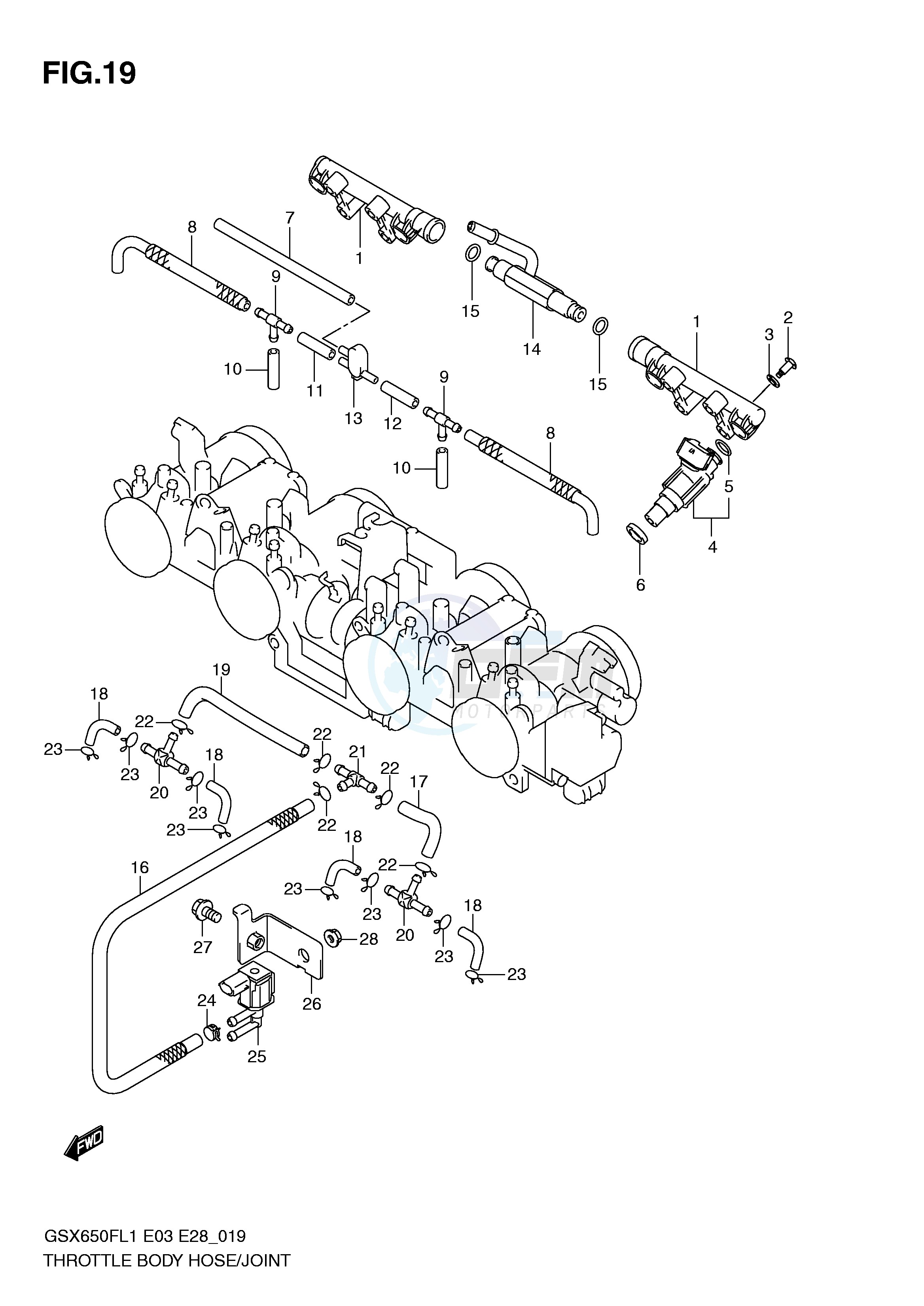 THROTTLE BODY HOSE JOINT (GSX650FL1 E33) image