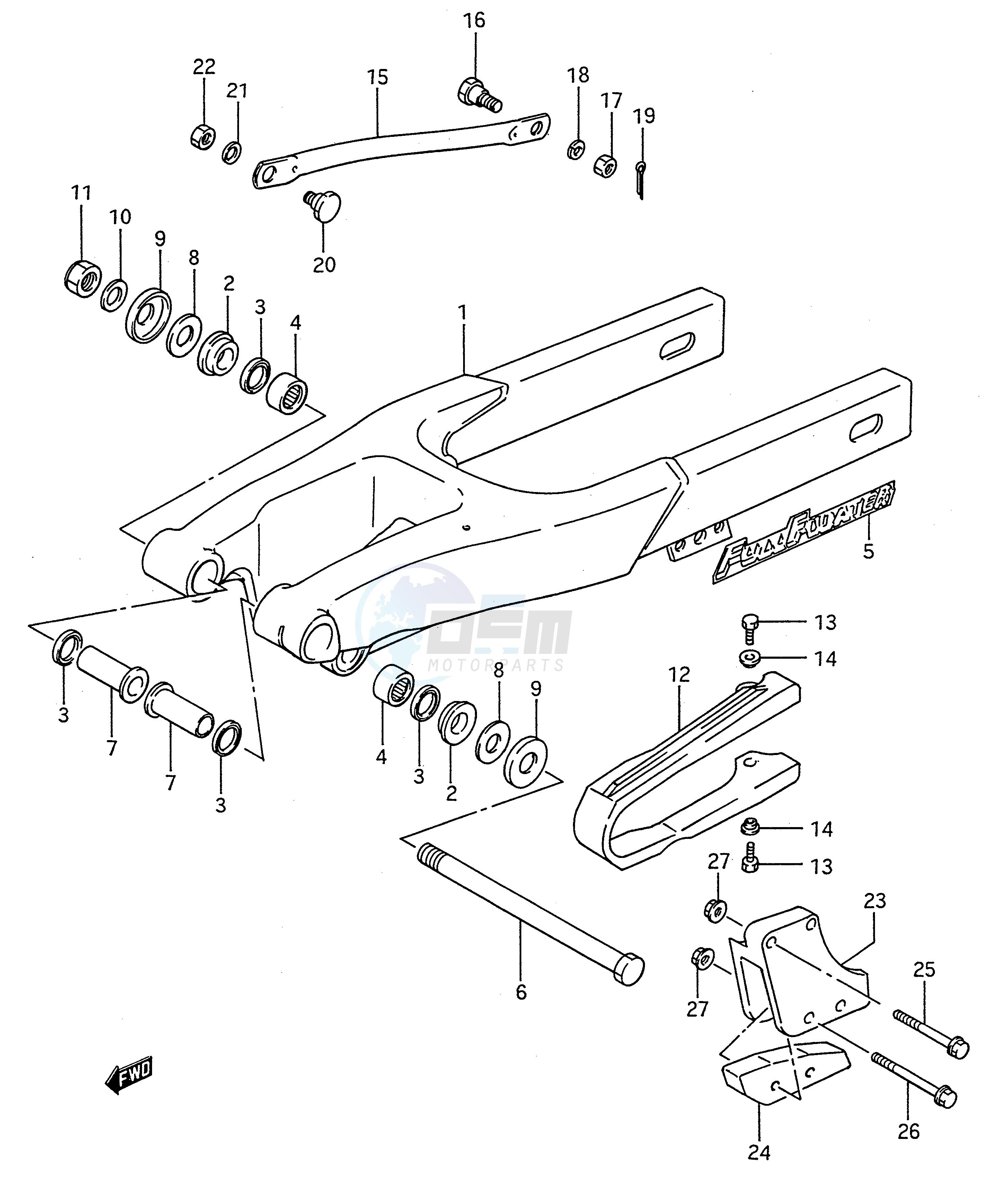 REAR SWINGING ARM (MODEL K) blueprint