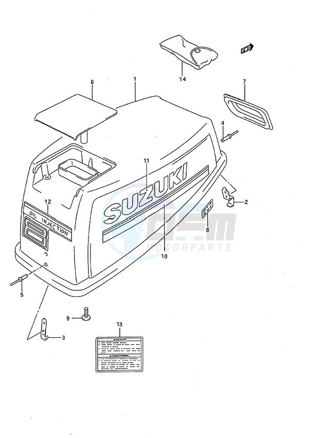 Engine Cover (1994 to 1997) blueprint