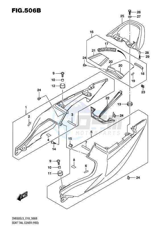 SEAT TAIL COVER (YBD) blueprint