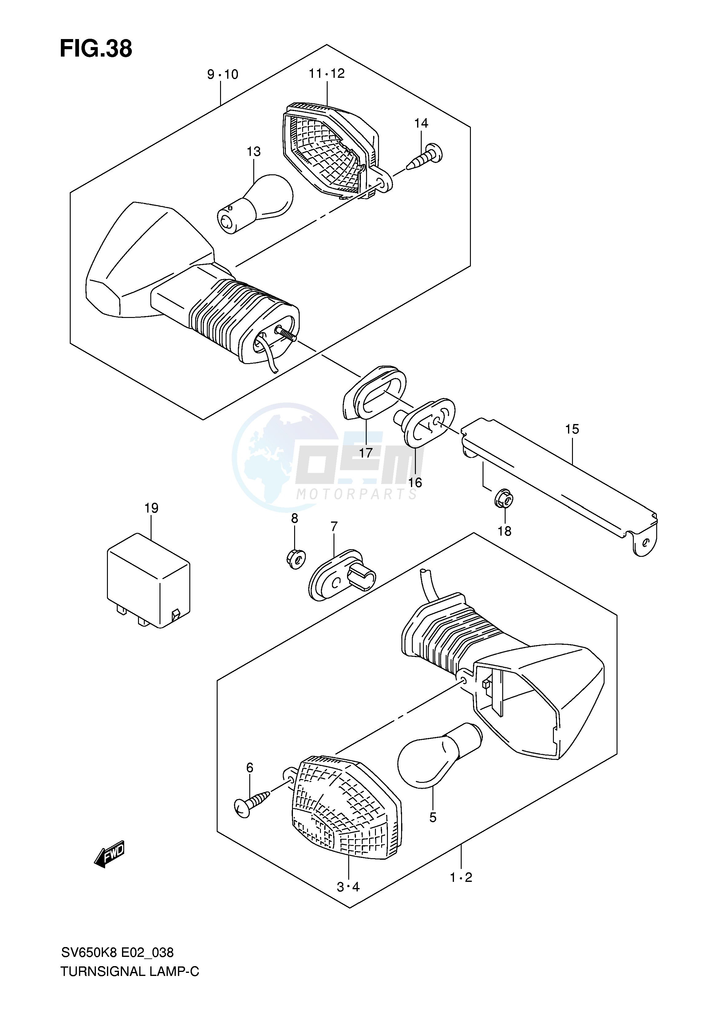 TURNSIGNAL LAMP (SV650K8 AK8 UK8 UAK8) blueprint