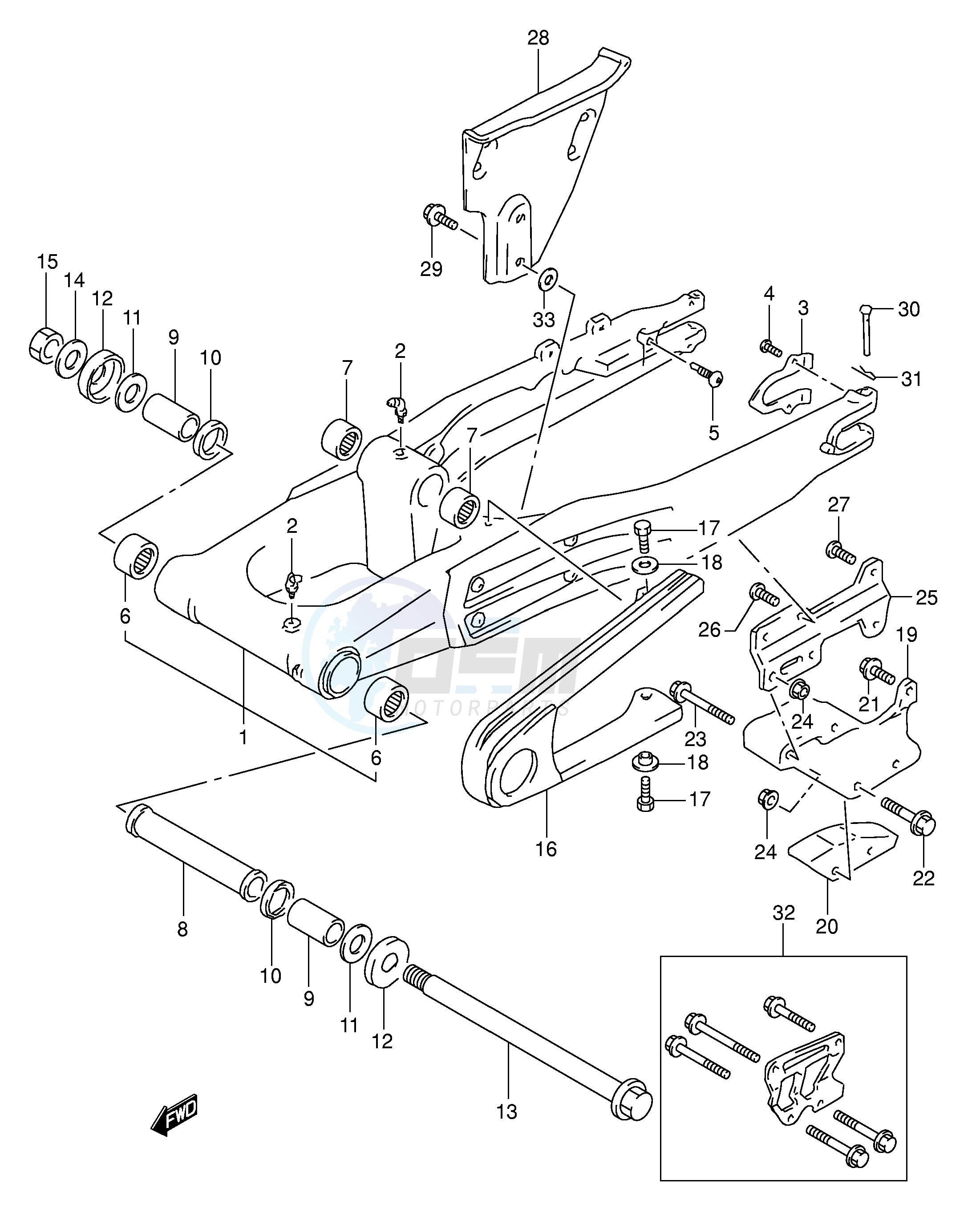 REAR SWINGING ARM (MODEL L M N P) blueprint