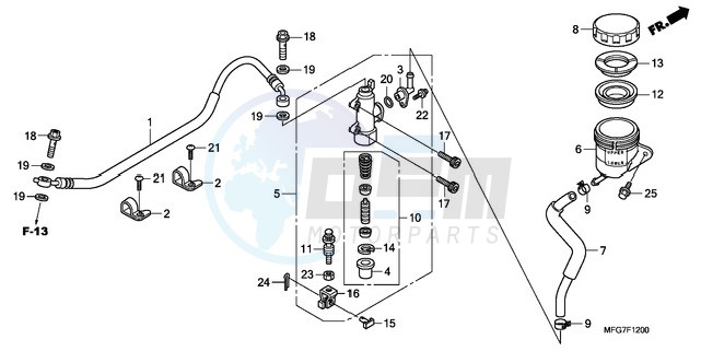 REAR BRAKE MASTER CYLINDER (CB600F/F3) blueprint