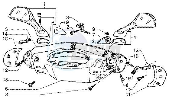 Handlebars and driving mirror cover blueprint