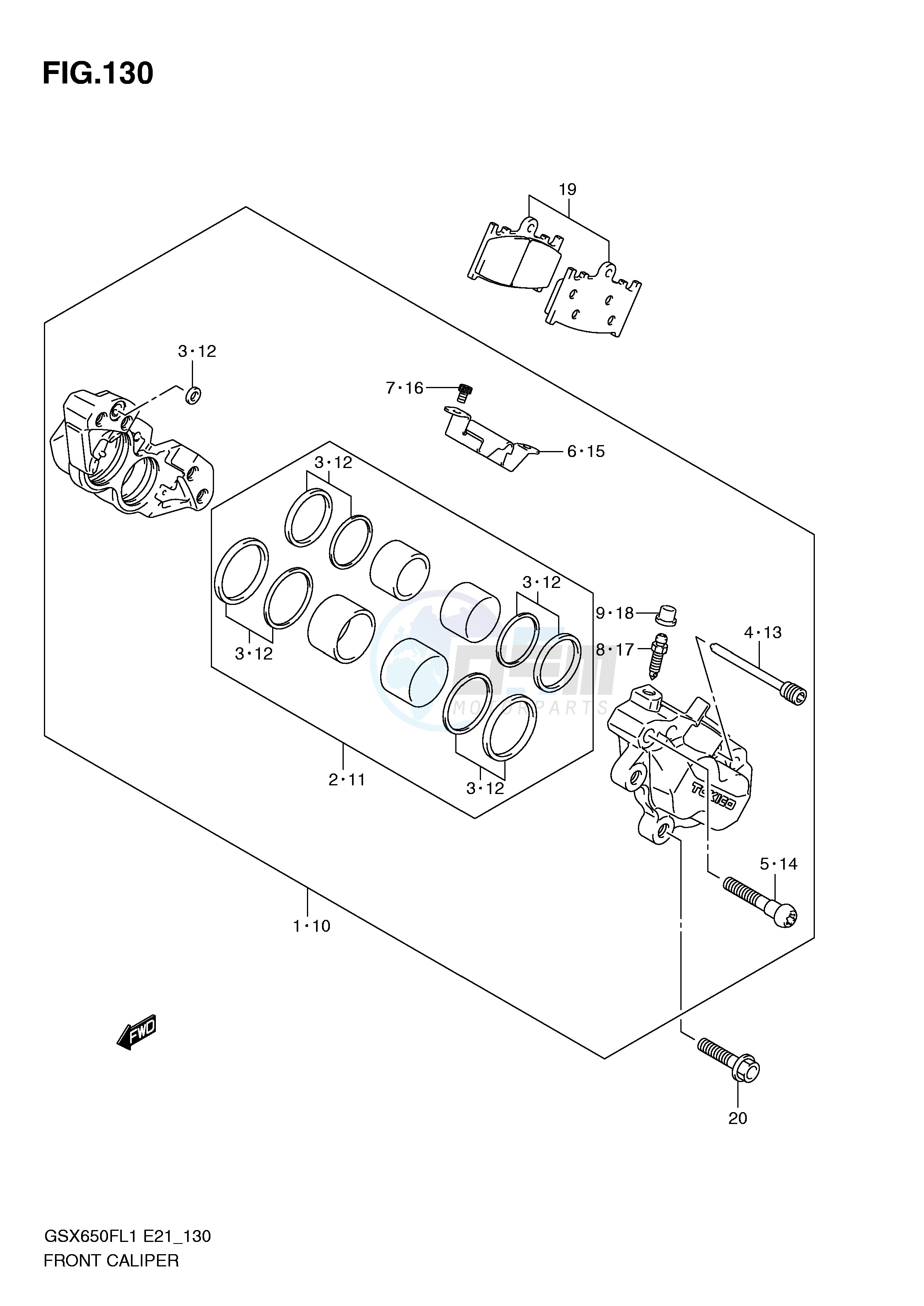 FRONT CALIPER (GSX650FUAL1 E21) image