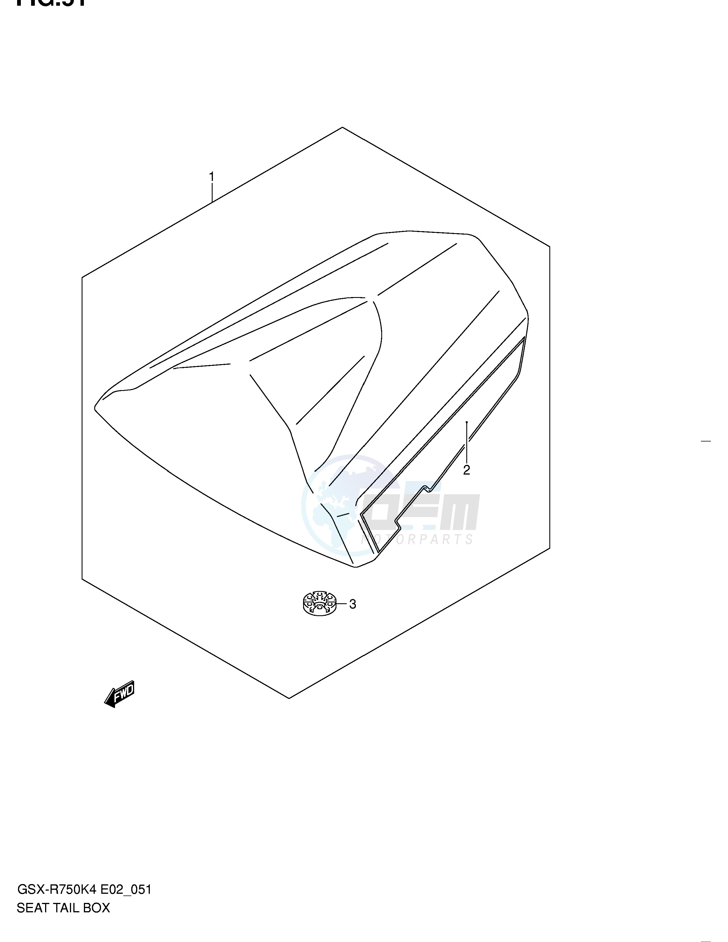 SEAT TAIL BOX (GSX-R750K4 U2K4) blueprint