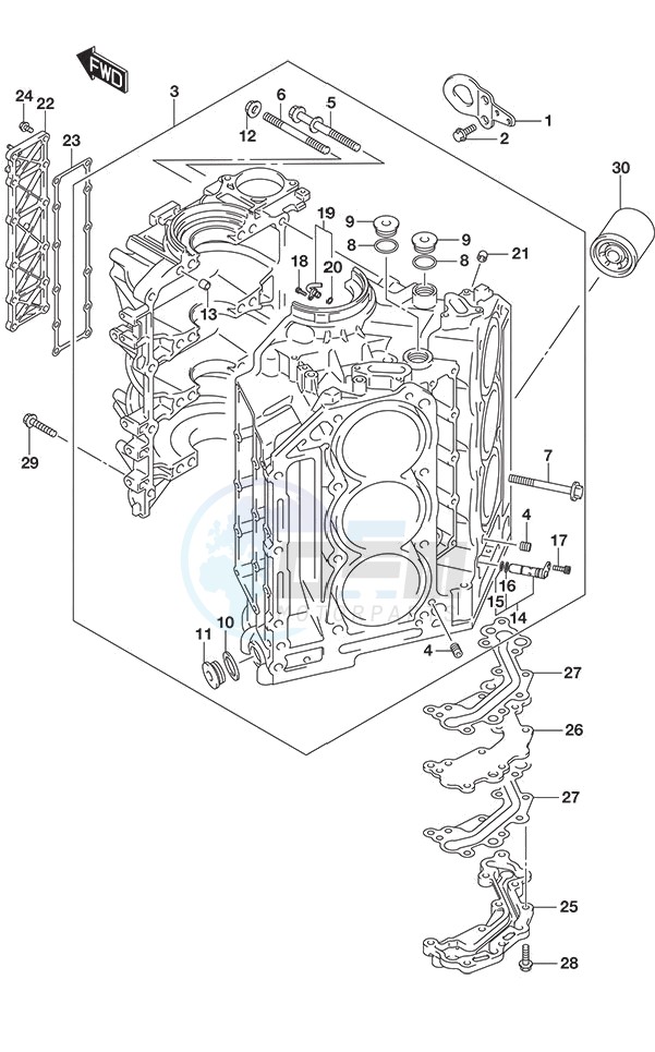Cylinder Block (DF 250S) blueprint