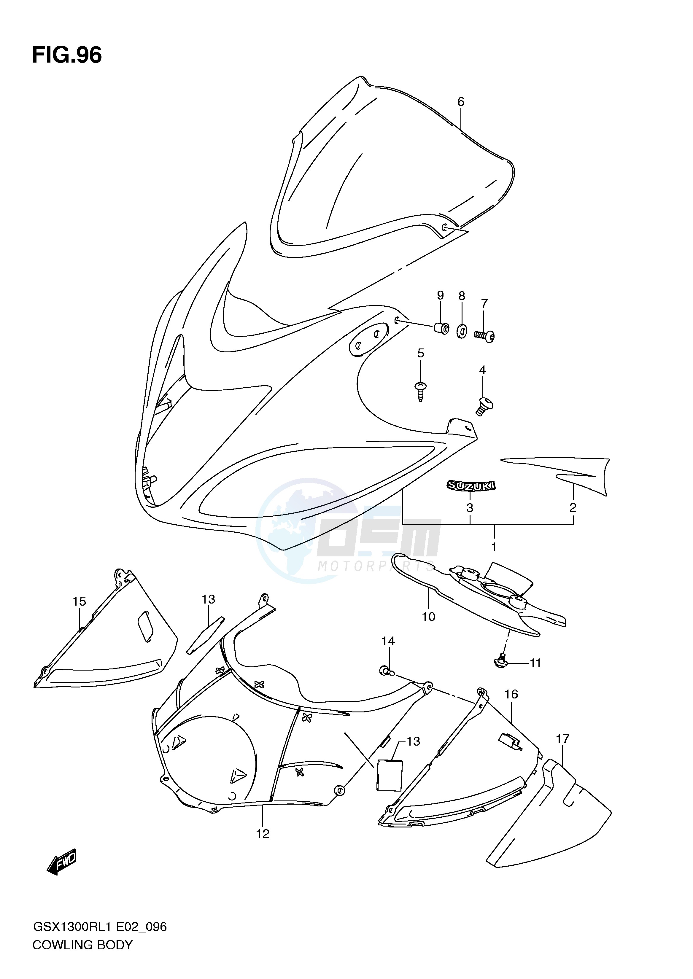 COWLING BODY (GSX1300RUFL1 E19) blueprint